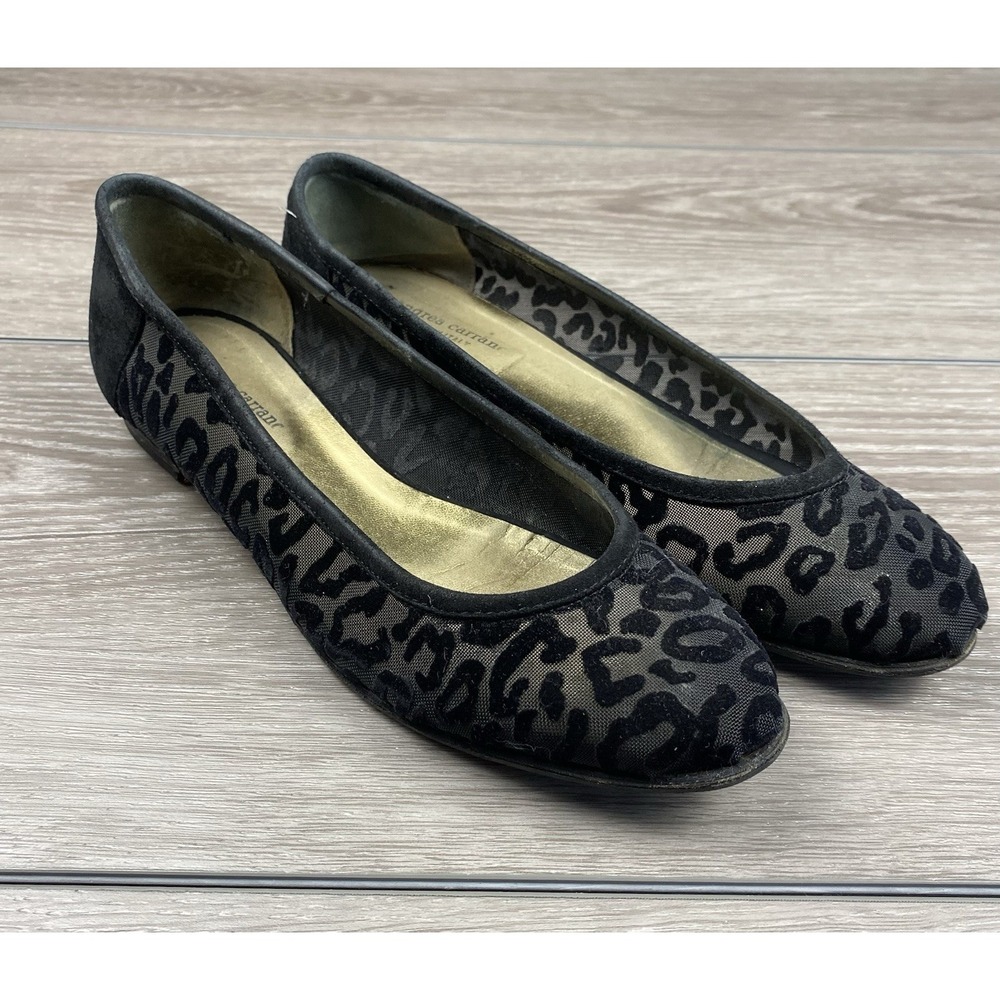 Andrea Carrano Women's Mesh Leopard Print Design Ballet Flats Black 40.5 US 9.5‎